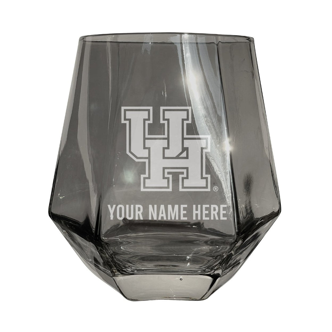 University of Houston Customizable Stemless Diamond Wine Glass Engraved 10 oz Officially Licensed Collegiate Product Image 2