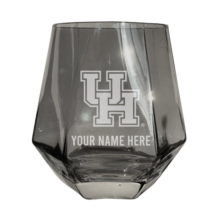 University of Houston Customizable Stemless Diamond Wine Glass Engraved 10 oz Officially Licensed Collegiate Product Image 1