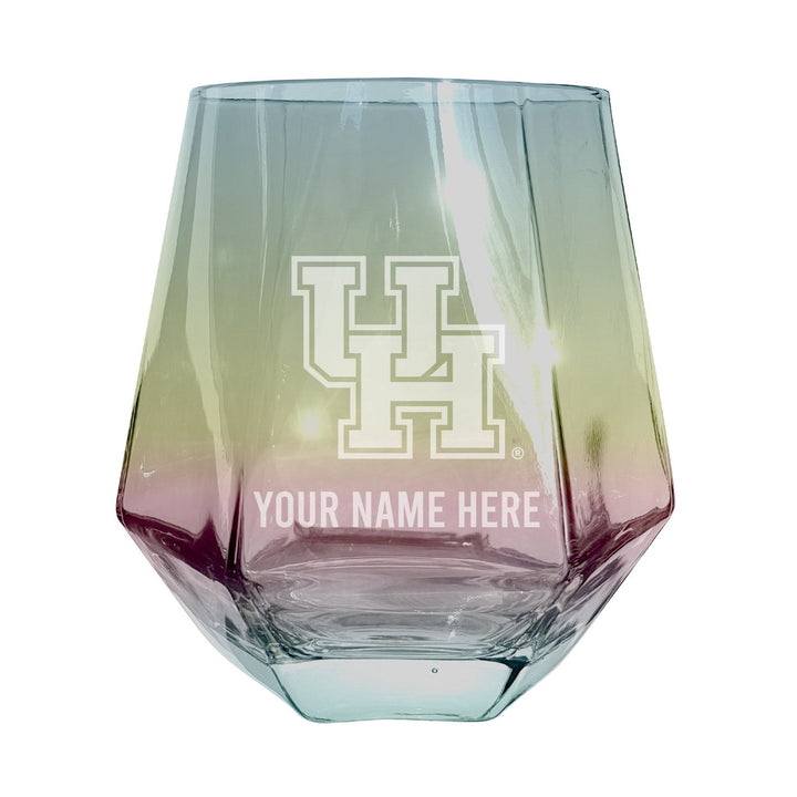 University of Houston Customizable Stemless Diamond Wine Glass Engraved 10 oz Officially Licensed Collegiate Product Image 1