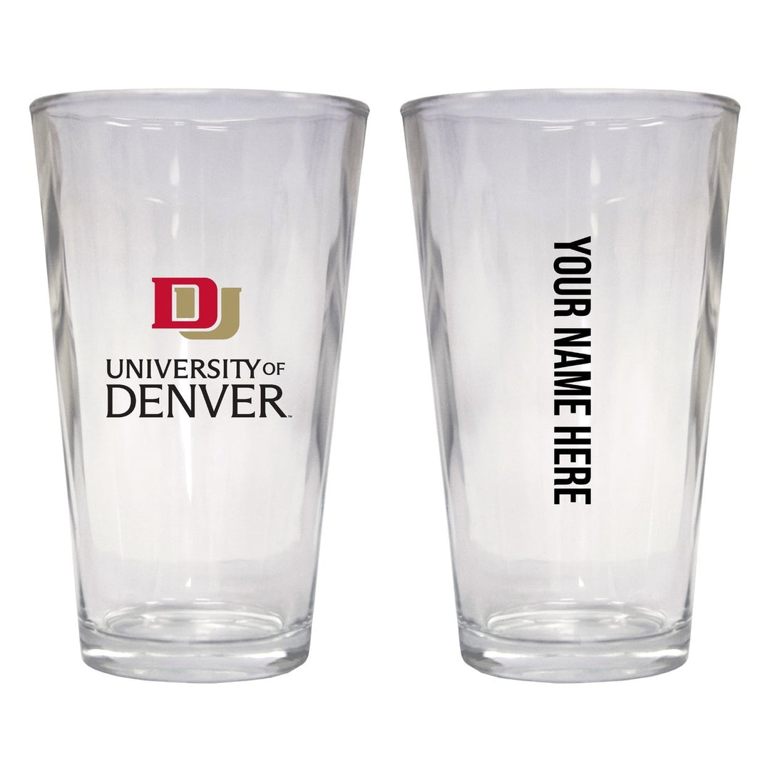 University of Denver Pioneers Customizable 16 oz Pint Glass Officially Licensed Collegiate Product Image 1