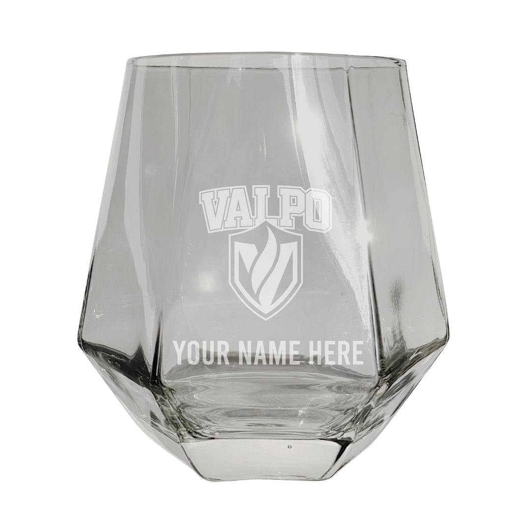 Valparaiso University Customizable Stemless Diamond Wine Glass Engraved 10 oz Officially Licensed Collegiate Product Image 3