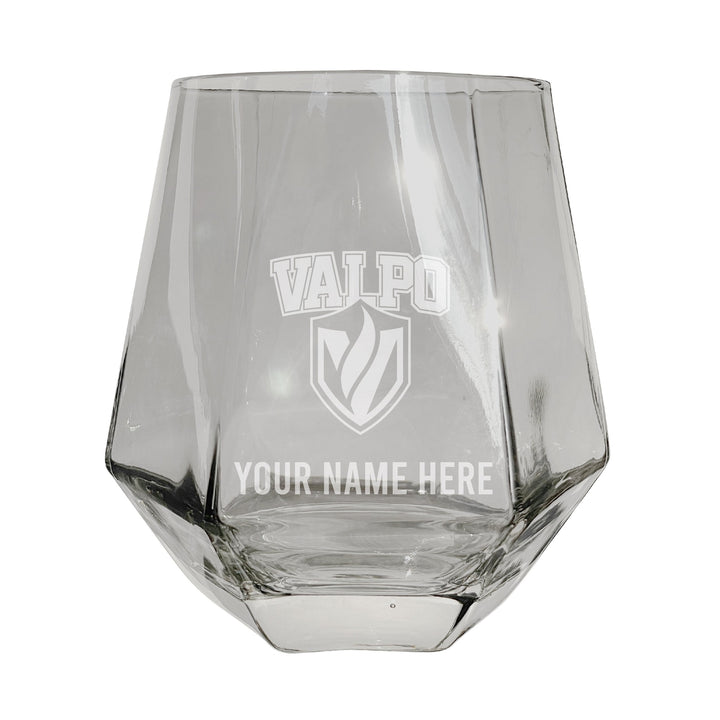 Valparaiso University Customizable Stemless Diamond Wine Glass Engraved 10 oz Officially Licensed Collegiate Product Image 3