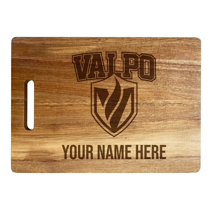 Valparaiso University Customizable Engraved Wooden Cutting Board 10" x 14" Acacia Wood Officially Licensed Collegiate Image 1