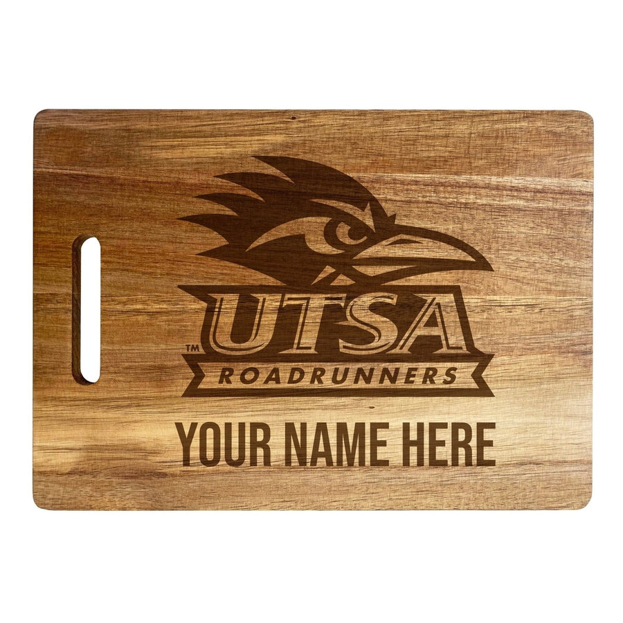 UTSA Road Runners Customizable Engraved Wooden Cutting Board 10" x 14" Acacia Wood Officially Licensed Collegiate Image 1