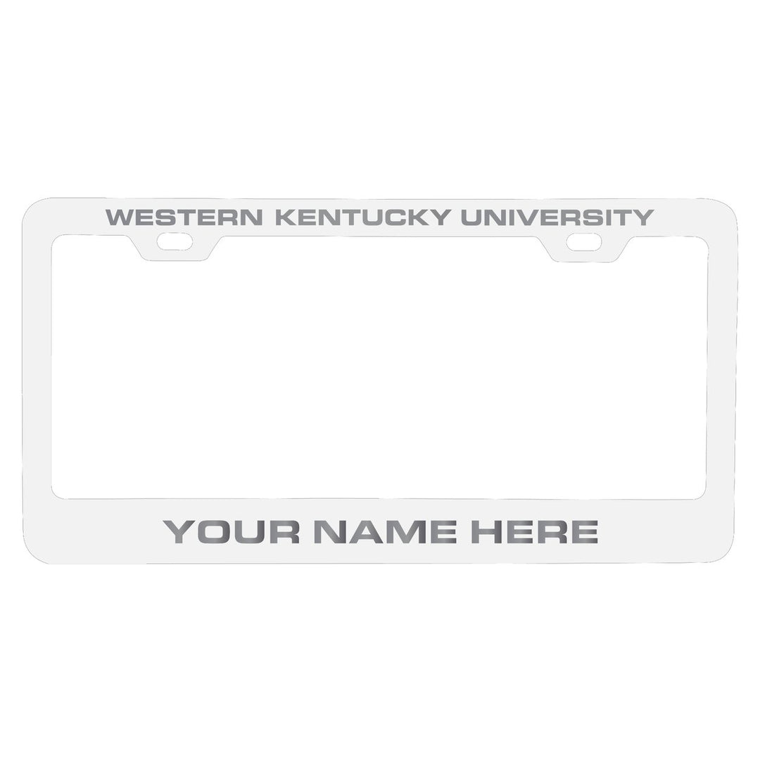 Western Kentucky Hilltoppers Customizable Engraved Metal License Plate Frame Officially Licensed Collegiate Product Image 1