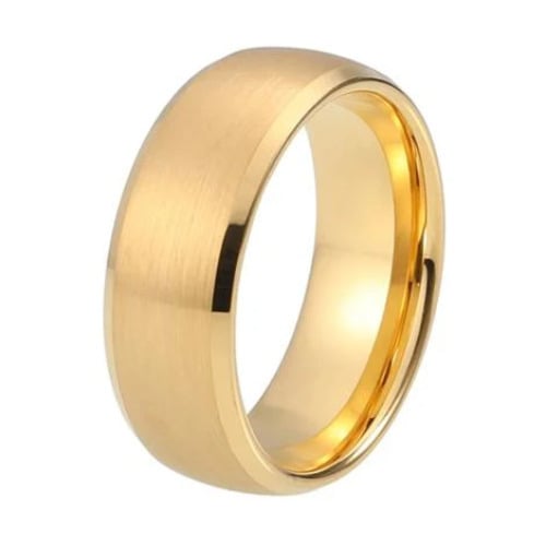 Paris Jewelry Tungsten Gold Brushed Wedding Band 8mm Unisex Ring Gift Boxed Image 1