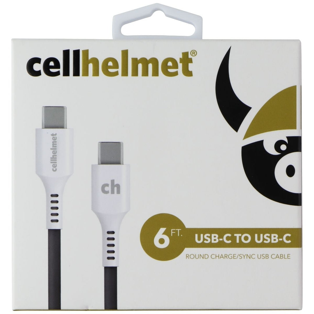 CellHelmet (6-Ft) USB-C to USB-C Round Charge/Sync Cable - White/Black Image 1