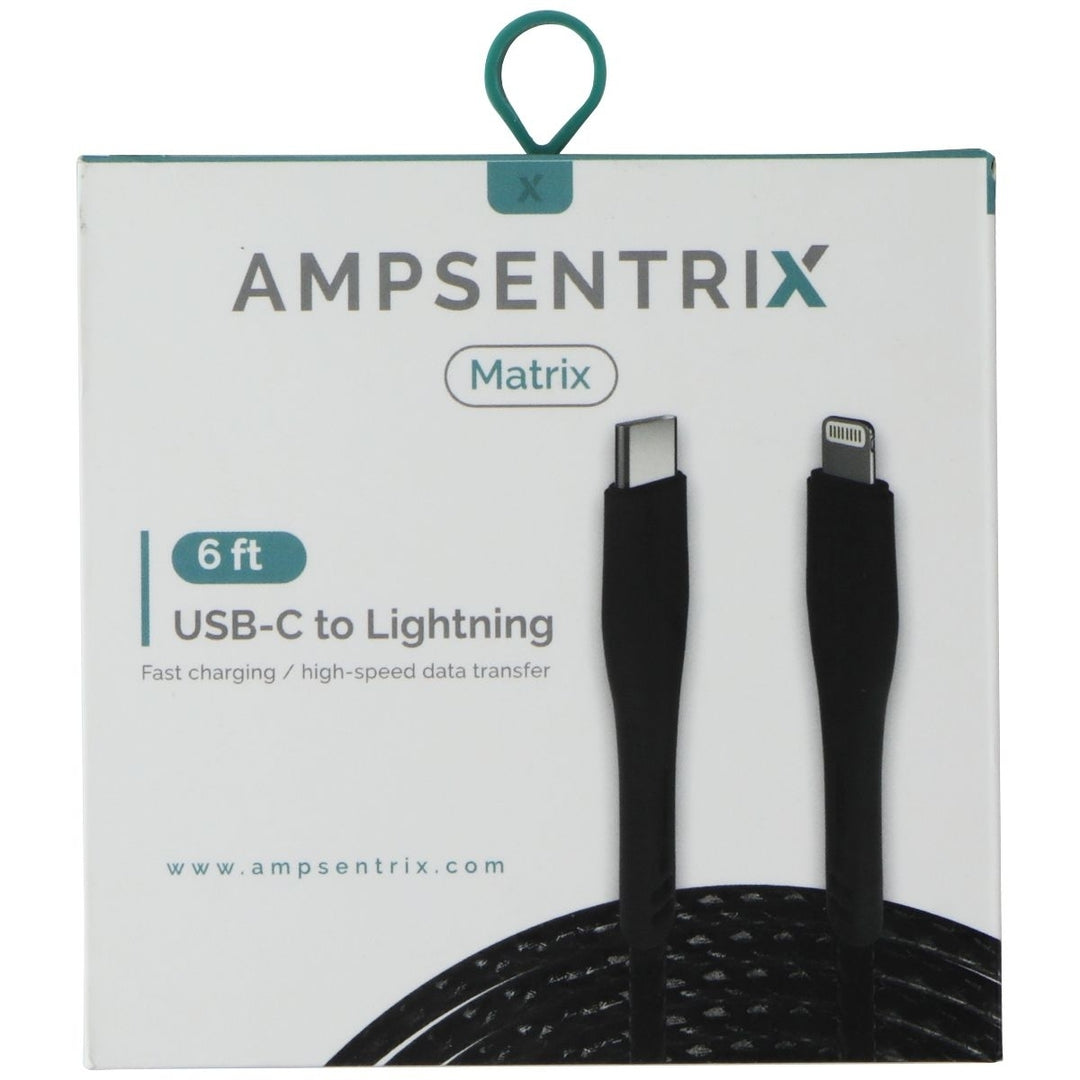 AmpSentrix Matrix (6-Ft) USB-C to 8-Pin Lightning Charge/Sync Cable - Black Image 1