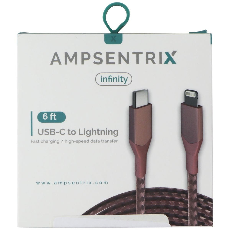 AmpSentrix Infinity (6Ft) USB-C to 8-Pin Lightning Charge/Sync Cable - Rose Gold Image 1