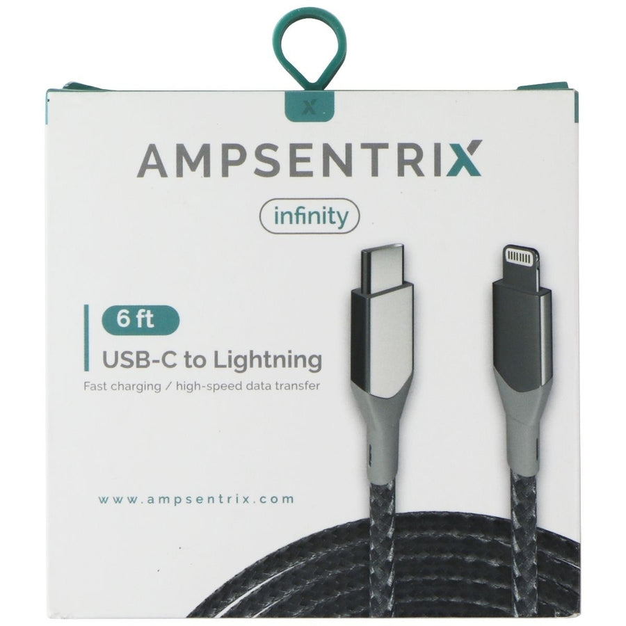 AmpSentrix Infinity (6-FT) USB-C to Lightning 8-pin Charge Cable - Silver Image 1