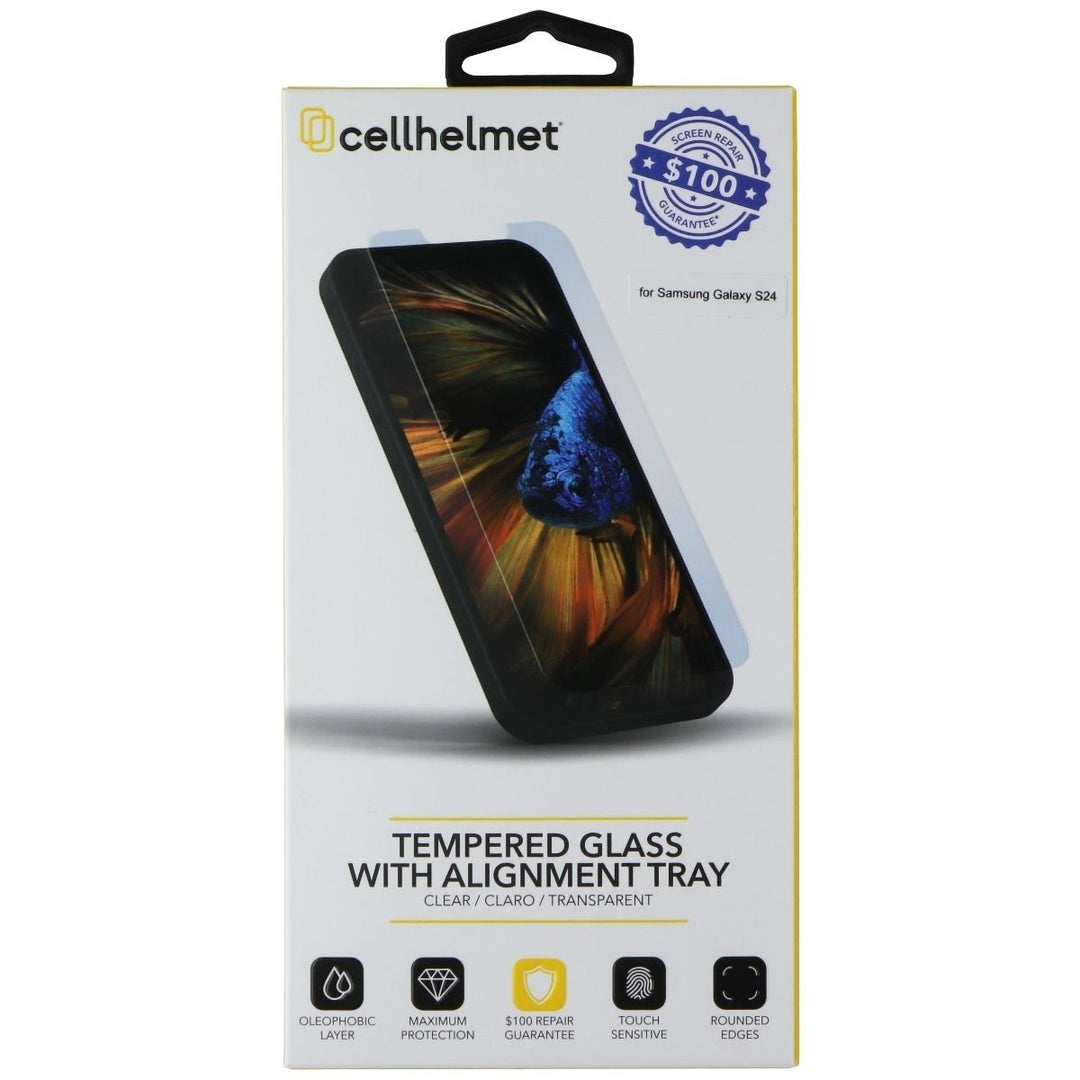 CellHelmet Tempered Glass with Alignment Tray for Samsung Galaxy S24 Image 1