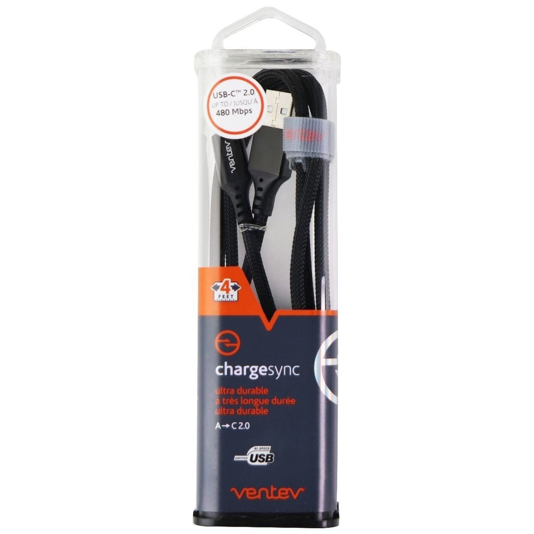 Ventev 4-Ft Chargesync Braided Alloy (USB-C) to USB Cable - Jet Black Image 1