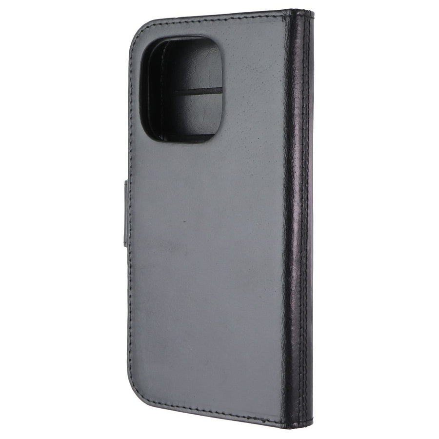 Full-Grain Leather 2-in-1 Wallet Folio Case for Apple iPhone 15 Pro - Black Image 1