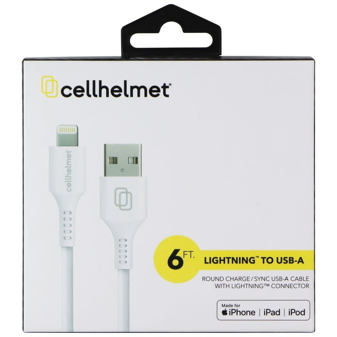 CellHelmet (6-Ft) USB-A to 8-Pin Lightning Round Charge/Sync Cable - White Image 1