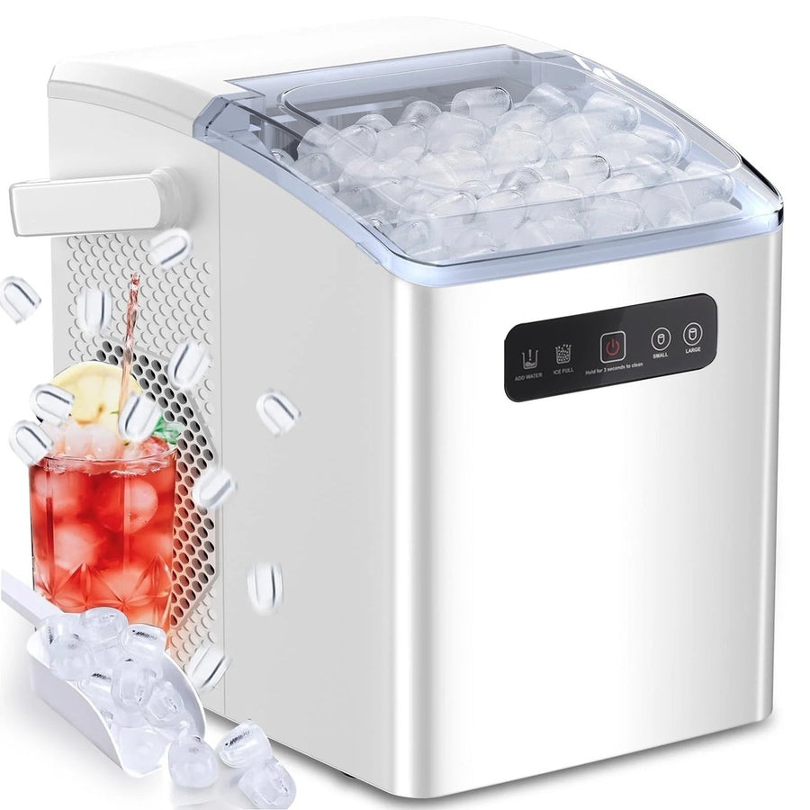 Countertop Portable Ice Maker Self-Cleaning with Handle Ice Scoop 2 Sizes of Bullet Ice Cubes for Image 1