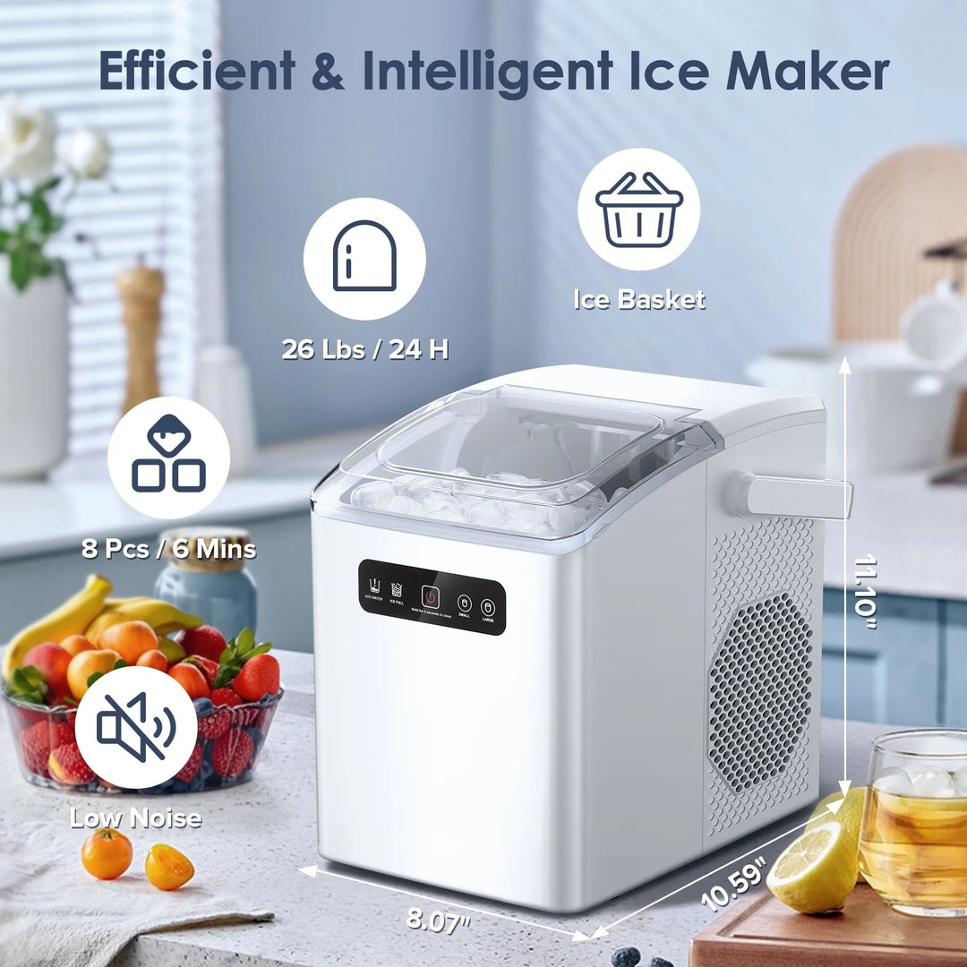 Countertop Portable Ice Maker Self-Cleaning with Handle Ice Scoop 2 Sizes of Bullet Ice Cubes for Image 2