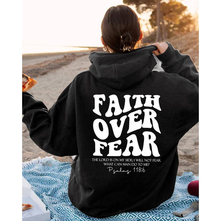 "Faith Over Fear Christian Sweatshirt with Bible Verse Design" Image 1