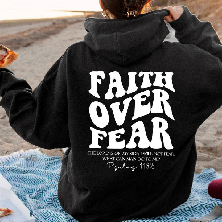 "Faith Over Fear Christian Sweatshirt with Bible Verse Design" Image 4