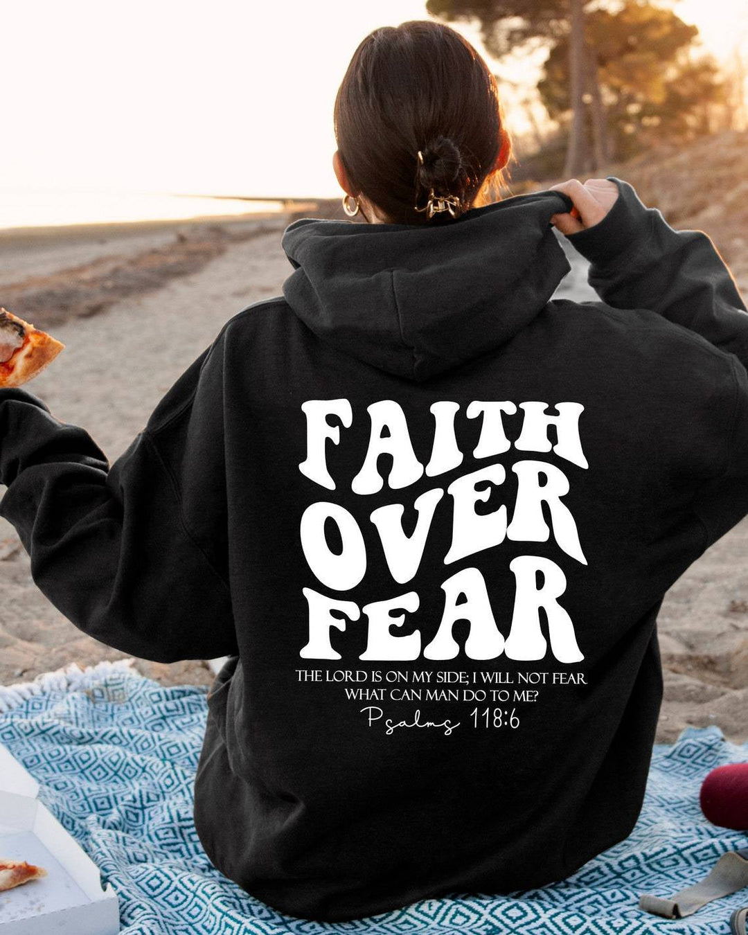 "Faith Over Fear Christian Sweatshirt with Bible Verse Design" Image 7