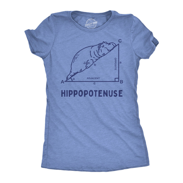 Womens Funny T Shirts Hippopotenuse Sarcastic Hippo Graphic Tee For Ladies Image 1