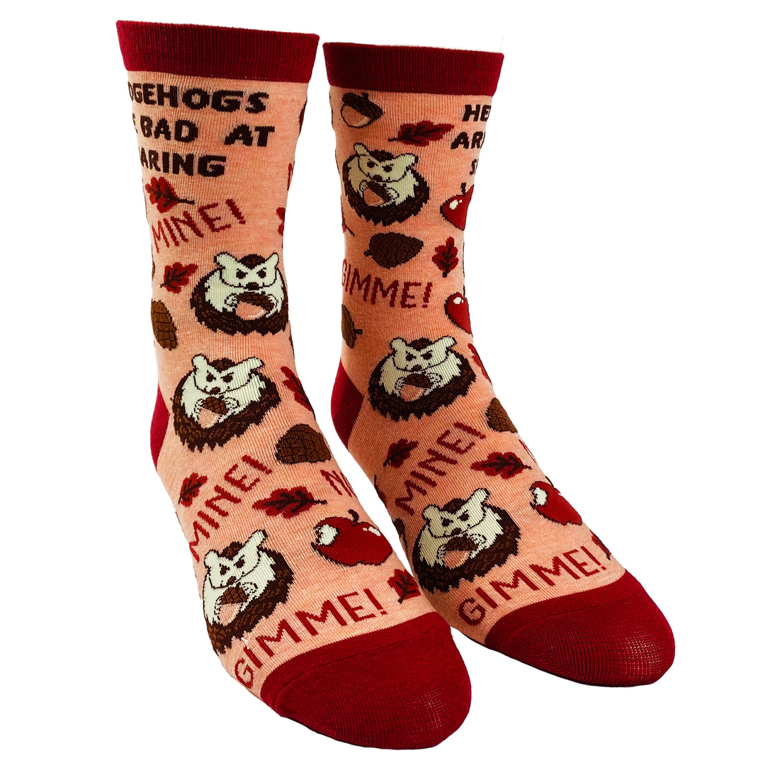 Youth Hedgehogs Are Bad At Sharing Socks Funny Fall Autumn Novelty Footwear Image 2