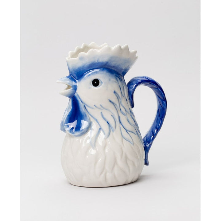 Ceramic Dutch Blue Rooster Pitcher Vase 6.75in Gift Image 3