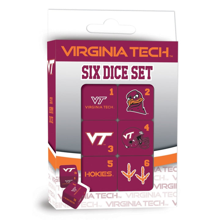 Virginia Tech Hokies 19mm Dice Set 6-Piece Official NCAA Team Color Logo Image 3