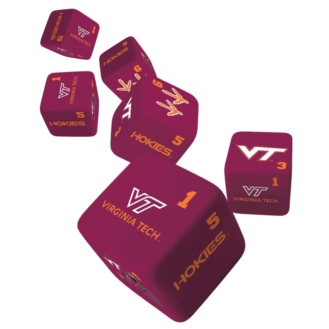 Virginia Tech Hokies 19mm Dice Set 6-Piece Official NCAA Team Color Logo Image 4