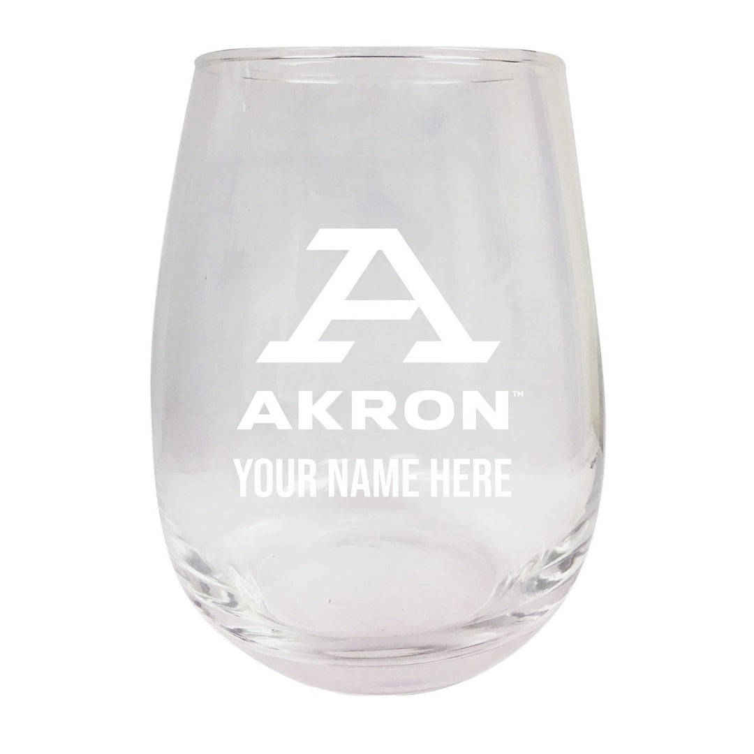 Akron Zips Customizable 15 oz Engraved Stemless Wine Glass Officially Licensed Collegiate Product Image 1