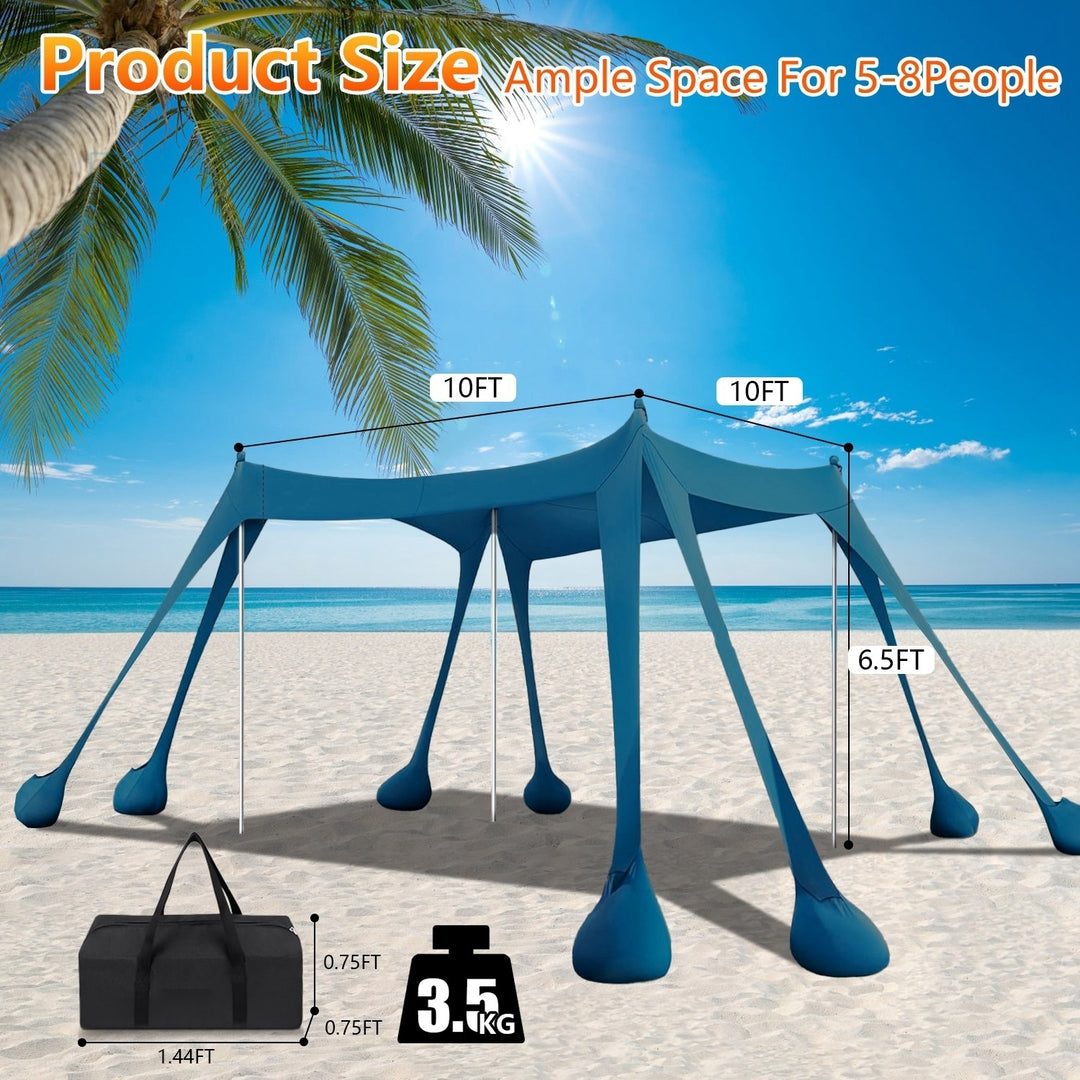 10x10 Beach Canopy Tent UPF50+ UV Protection Portable Sun Shelter Blue Image 8