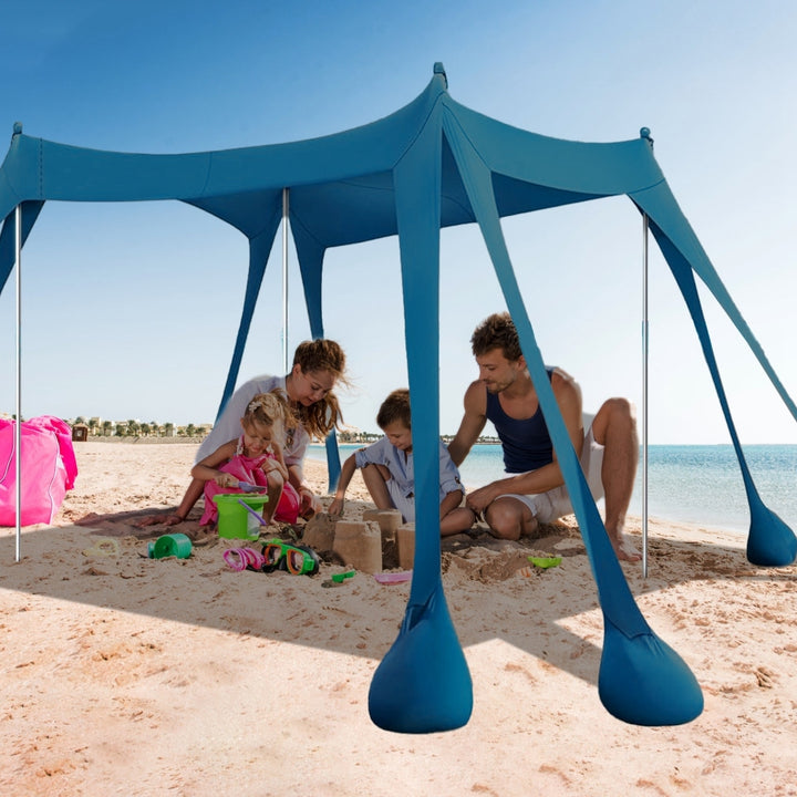 10x10 Beach Canopy Tent UPF50+ UV Protection Portable Sun Shelter Blue Image 1