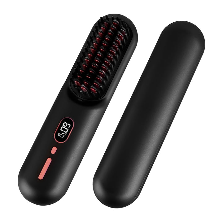 Cordless Hair Straightener Brush Mini Rechargeable Anti-Scald 12 Heat Levels Image 1