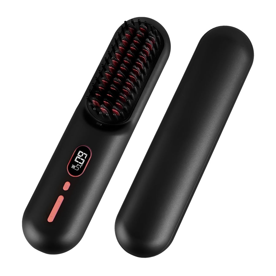 Cordless Hair Straightener Brush Mini Rechargeable Anti-Scald 12 Heat Levels Image 1