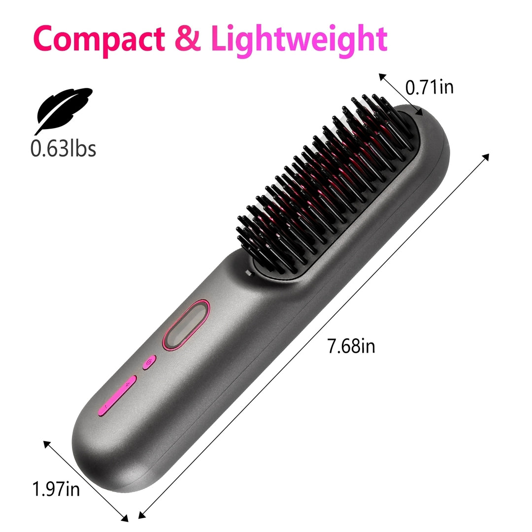 Cordless Hair Straightener Brush Mini Rechargeable Anti-Scald 12 Heat Levels Image 10