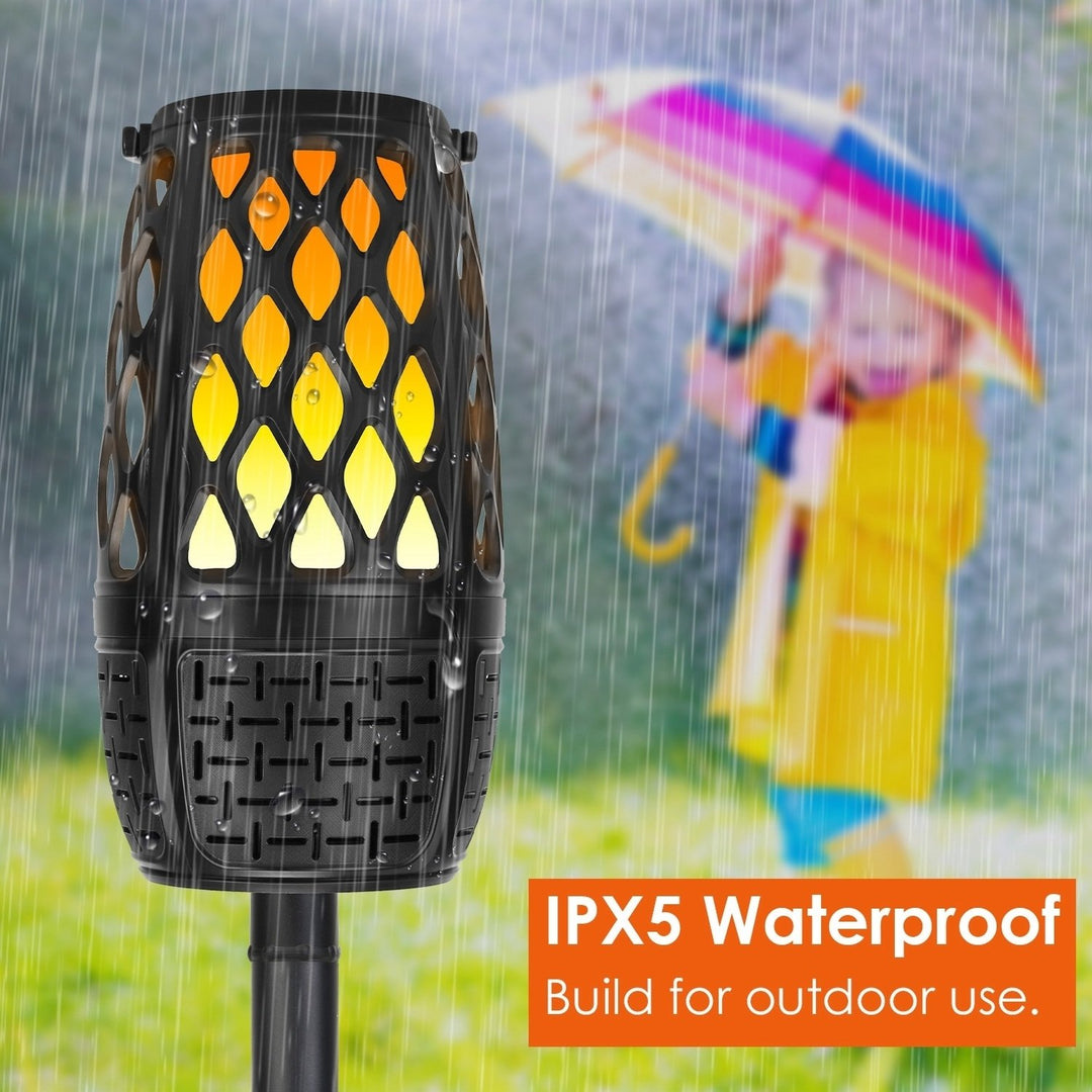 4 In 1 Wireless Outdoor Speaker IPX5 Waterproof LED Flame Speaker Black Image 4