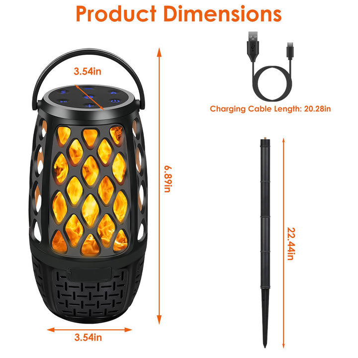 4 In 1 Wireless Outdoor Speaker IPX5 Waterproof LED Flame Speaker Black Image 7