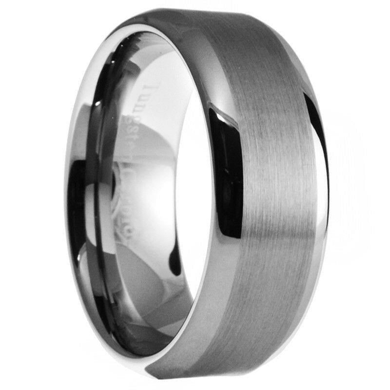 Paris Jewelry Tungsten Silver Brushed 8mm Unisex Wedding Band Size 7 Image 1