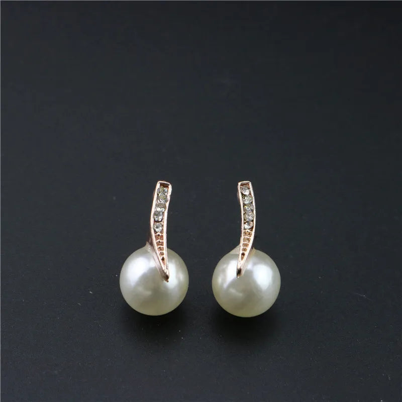 Fashion Jewelry Set for Women Trendy Pearl Earrings Necklace Set for Women Rhinestone Party Earring Jewelry Set Image 7