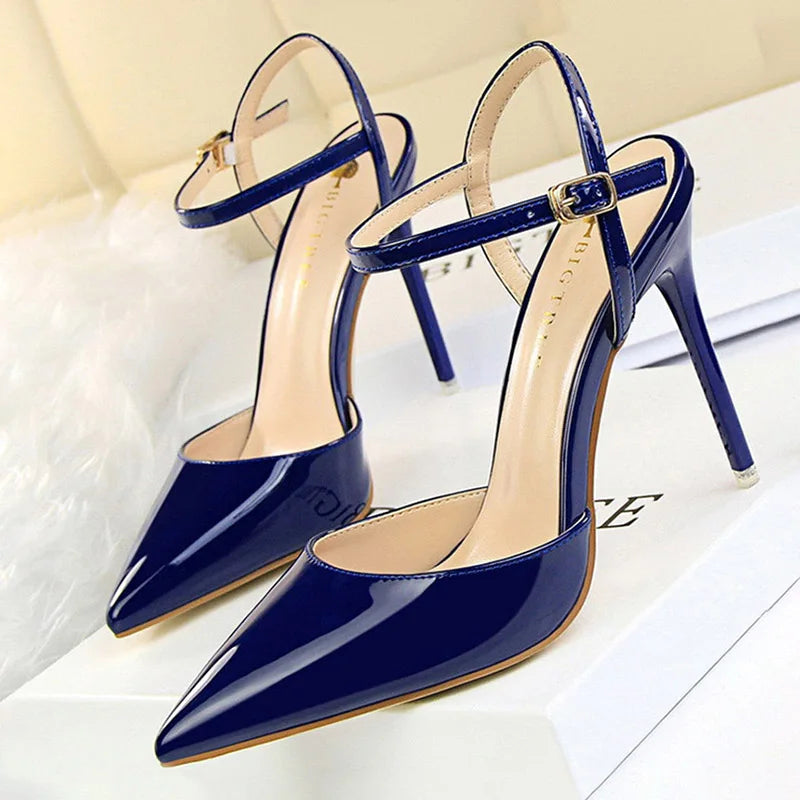 BIGTREE Shoes Fashion High Heels Shoes Patent Leather Woman Pumps Sexy Women Heels Blue Sliver Stiletto Heels Women Image 6