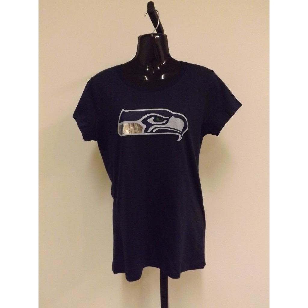 Seattle Seahawks Womens Size M Medium by MAJESTIC Navy Shirt Image 1