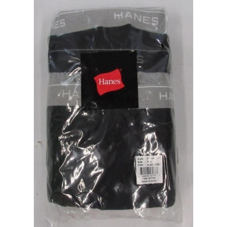 Mens Size 5XL 5XLarge Hanes Underwear Boxers Boxer Black/Gray 3-Pack Image 1