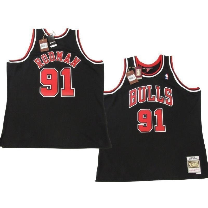 1997-98 Dennis Rodman 91 Bulls Mens 2XL MitchellandNess Swingman Jersey 130 Image 1