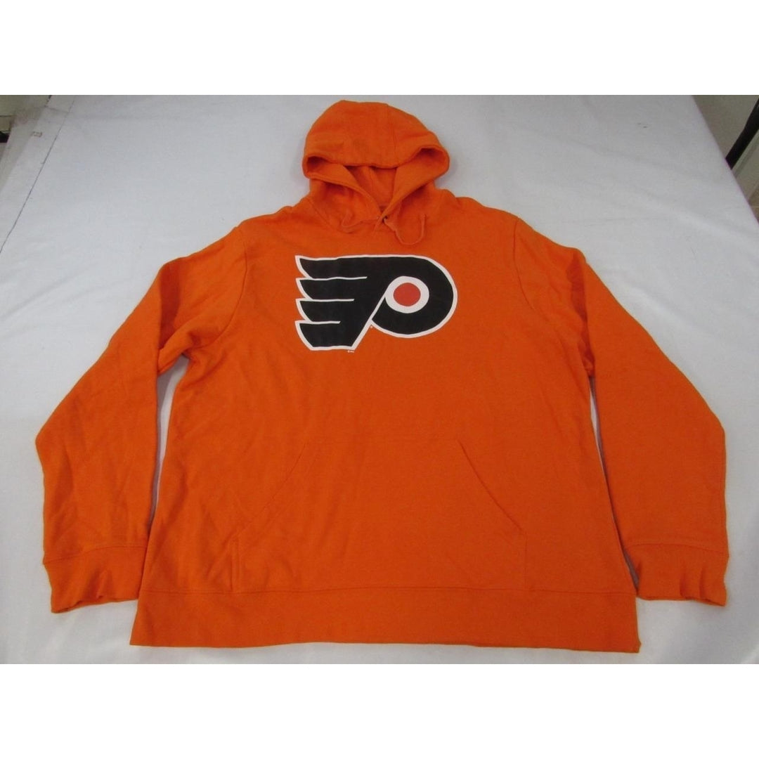 Philadelphia Flyers Mens Size XL XLarge Orange Hoodie w/ Distress Print Image 1