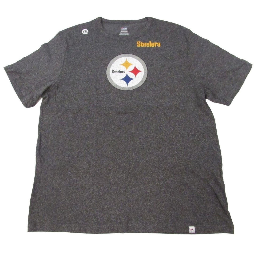 Pittsburgh Steelers Mens Size 2XL 2XLarge Distressed Majestic Blend Shirt Image 1