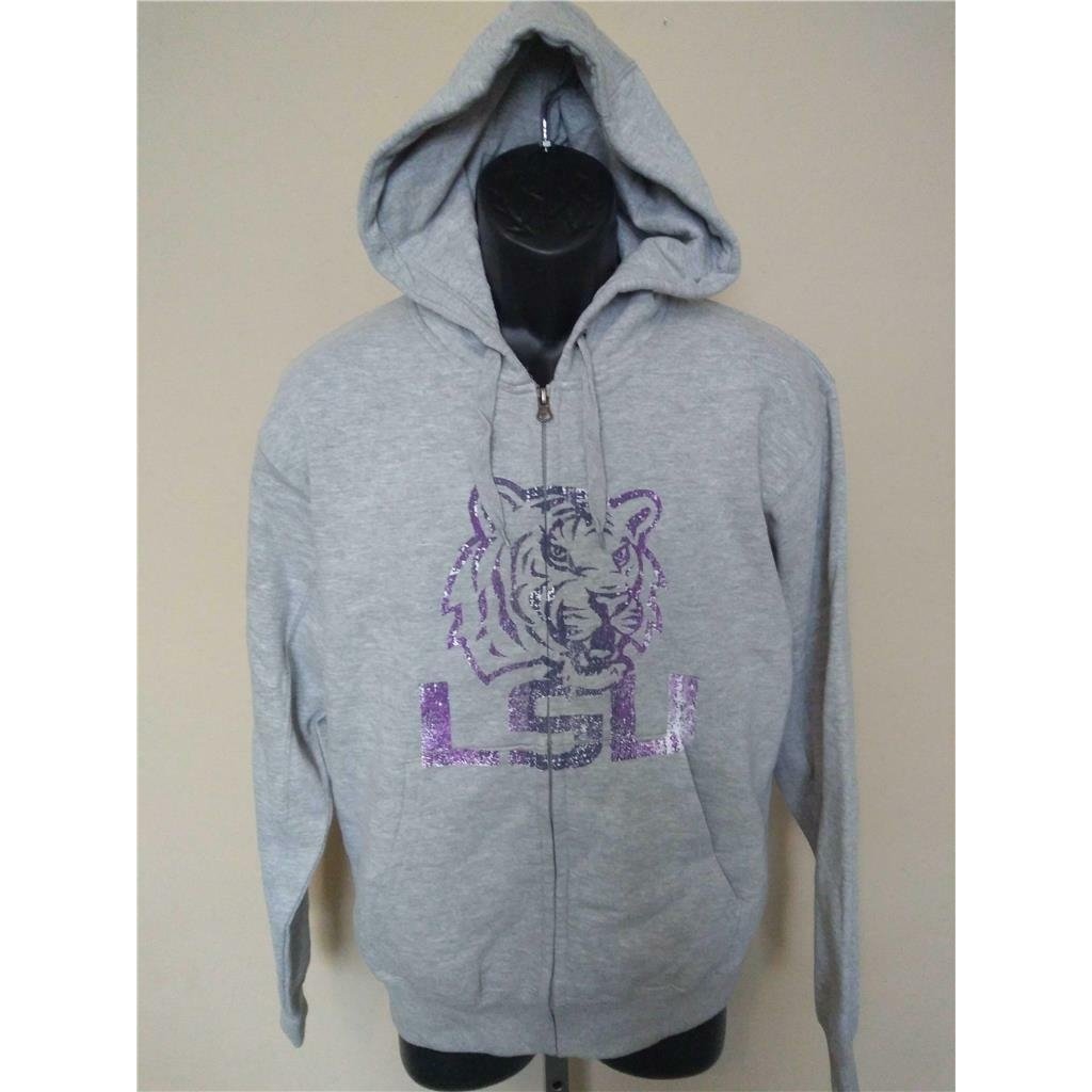 LSU Tigers Mens Size S Small Gray Fullzip Hoodie Image 1