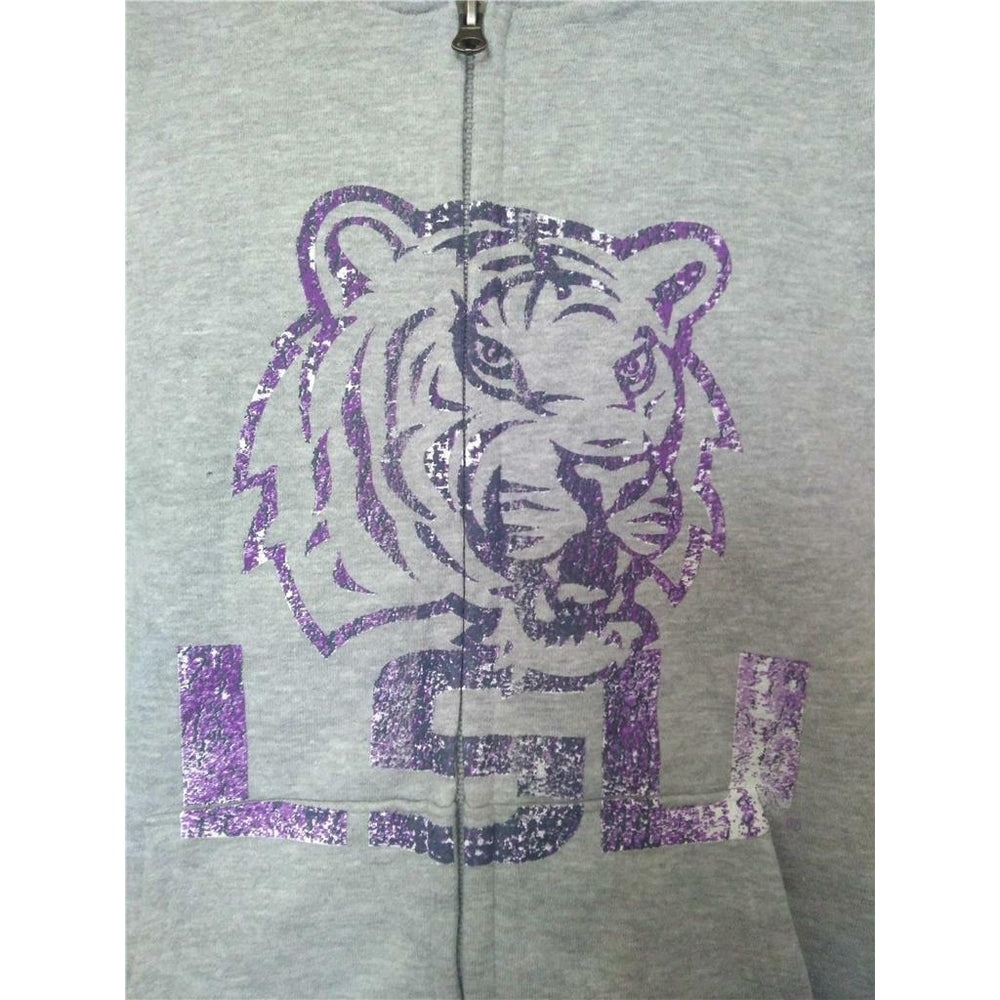 LSU Tigers Mens Size S Small Gray Fullzip Hoodie Image 2