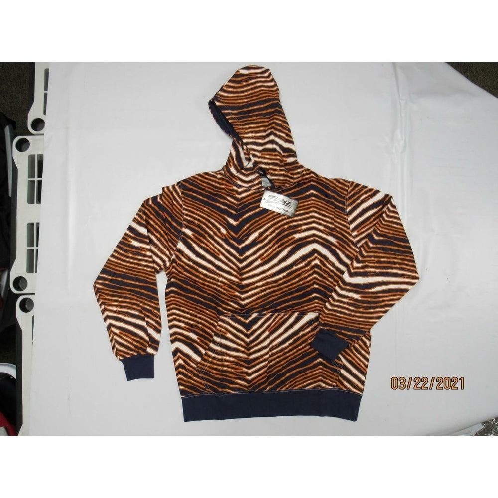 Adult Mens Size S Small Navy Blue Orange White Zubaz Hoodie Image 2