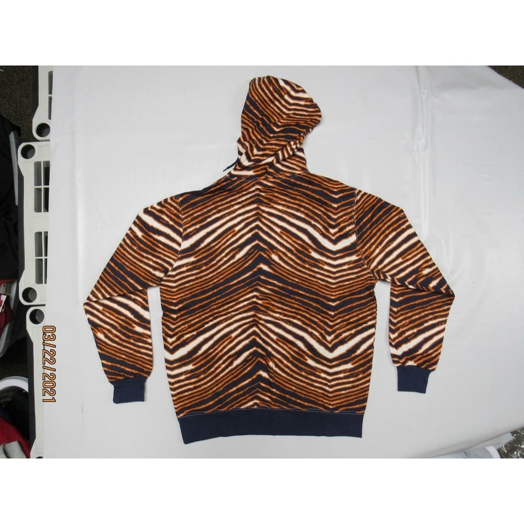 Adult Mens Size S Small Navy Blue Orange White Zubaz Hoodie Image 4