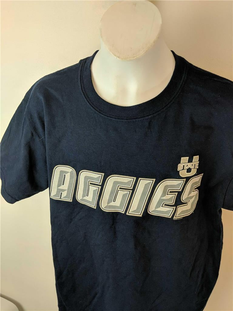 Utah State Aggies YOUTH Size L Large 14/16 Navy Shirt Image 4