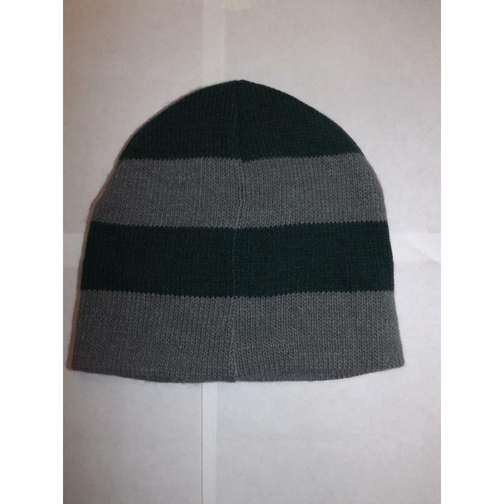 North Darkota Mens Adult Size OSFA Gray Green Striped Beanie Hat Image 2